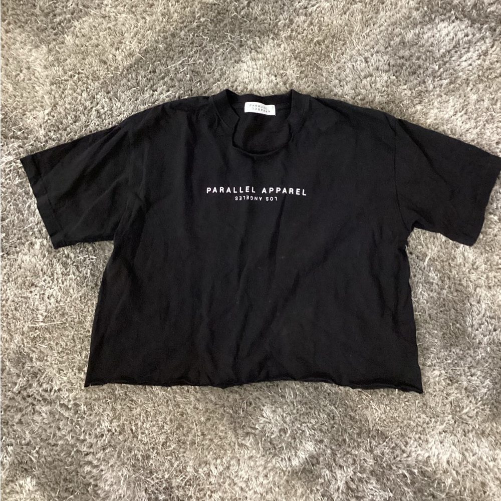 Women’s Black Crop Logo Tee